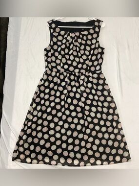 connected apparel Black Dress with White Polka Dots Midi sleeveless